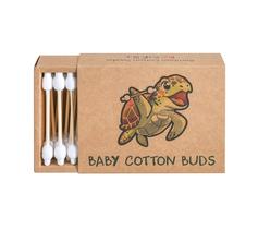 Cotonetes de Bambu Sea Turtle com Borda de Segurança para Bebês 100 unidades Cotonetes de Bambu Sea Turtle com Borda de Segurança para Bebês 100 unidades