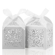 COTOPHER 100 cajas blancas con corte láser 5x5x7 cm