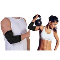 Cotoveleira Elástica e Flexível Reforçada Ortopédica Muscular Protetor Unissex para Esportes e Musculação - Multilaser