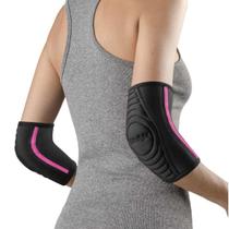 Cotoveleira ortopédica de compressão para exercícios preto com rosa Cotoveleira ortopédica de compressão para exercícios preto com rosa