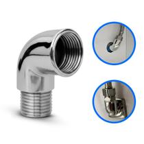 Cotovelo Joelho 90º Macho X Fêmea 1/2 Metal Adaptador Filtro Ducha Higiênica Torneira Garden Cromado