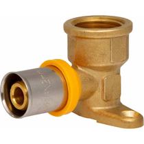 Cotovelo Multicamadas PEX GÁS 16mm x 1/2"(F) com Suporte