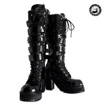 Coturno 5021 cano alto envernizado 5 fiv com salto