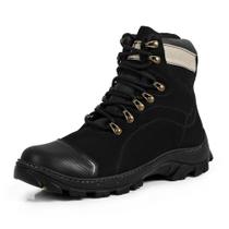 Coturno Adventure Bota Couro Masculina Cano Médio Atacador Solado Borracha Antiderrapante Resistente Confortável