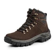 Coturno Adventure Bota Couro Masculina Cano Médio Atacador Tratorado Resistente Confortável