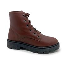 Coturno Akazzo 1622BI Feminino Tratorado Salto Baixo Marrom Bota Leve e Macia Inverno Tendência