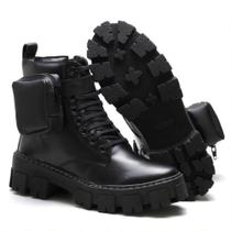 Coturno Blogueirinha Cano Baixo com Bag Bolsinha - Preto