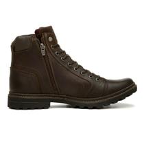 Coturno Bota Casual Masculino Freeway Rústico Zíper Lateral Couro Inverno Confortável Reforçado Macio