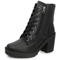 Coturno Bota Feminina em Couro Salto Médio Coturno Bota Feminina em Couro Salto Médio