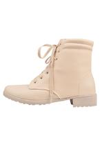 Coturno Bota Feminina Salto Baixo Off White