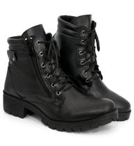 Coturno Bota Feminina Tratorada Casual Zíper Lateral Cano Curto Modinha Preto