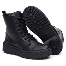 Coturno Bota Feminina Tratorada Preta