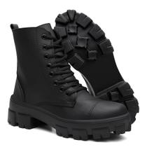 Coturno Bota Feminina Tratorada Preta