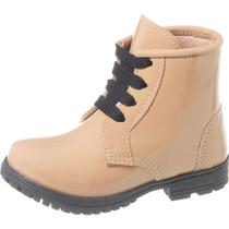 Coturno Bota Infantil Feminino Menina Casual Cano Curto Nude