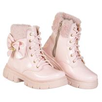 Coturno Bota Infantil menina Montaria Tratorada Festa Laço Pelúcia Inverno frio Confortável Antiderrapante Leve