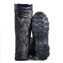 Coturno Bota Masculina de Couro Cano Alto Tático Botina Camuflada Militar