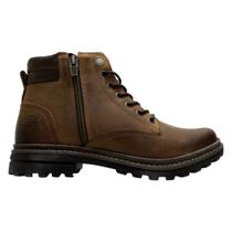 Coturno Bota Masculino Freeway Django Horse Zíper Lateral Cano Médio Couro Casual Rodeio Conforto