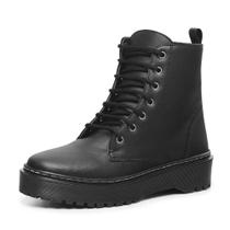 Coturno Bota Plataforma Tratorada Feminina Salto Baixo Cano Medio