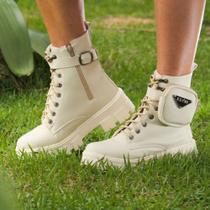 Coturno Branco / Off White Feminino com Bolsinha ( Bags )