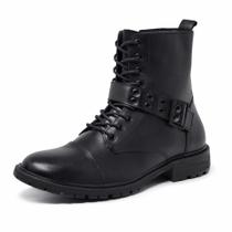Coturno Cano Alto Masculino Bota Rock in Roll com Fivela de Metal