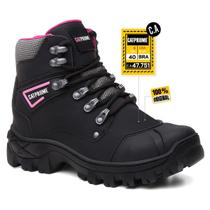 Coturno Cano Médio Sola Tratorada CAT PRIME Café Preto/Rosa Coturno Cano Médio Sola Tratorada CAT PRIME Café Preto/Rosa