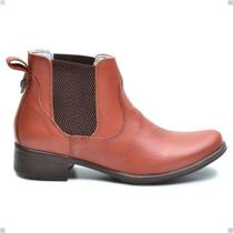 Coturno Casual Feminino Em Couro Bota Chelsea Cla-Cle Coturno Casual Feminino Em Couro Bota Chelsea Cla-Cle