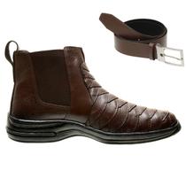 Coturno Casual Masculino Super Esportiva Resistente Bota Robusta Conforto e Leveza + Cinto