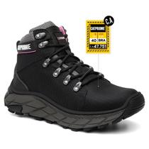 Coturno CATPRIIME de Couro com CA - Preto e Rosa - Solado Antiderrapante Coturno CATPRIIME de Couro com CA - Preto e Rosa - Solado Antiderrapante