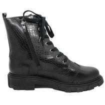 Coturno Chunky Militar De Amarrar Croco Em Couro ORCADE