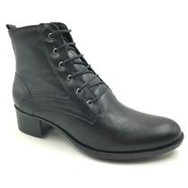 Coturno Comfort Plus Couro Salto Baixo Preto 2916