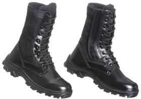 Coturno Contra-Attack Militar, Couro E Lona Preta, C/ Zíper,