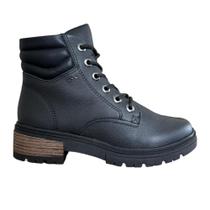 Coturno Dakota em Couro Salto Tratorado Feminino G9781 Preto