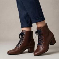 Coturno Feminino Bico Quadrado Salto Medio Grosso Cadarço Confortavel Macio Moda Casual Elegante