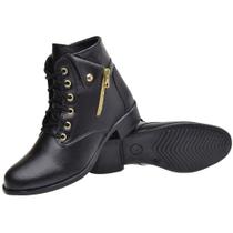 Coturno Feminino Bota Cano Curto Salto Baixo Estilo Confortável