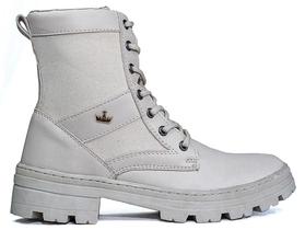 Coturno Feminino Bota Confort Tratorado Cano Curto Off White Venan 1200 Coturno Feminino Bota Confort Tratorado Cano Curto Off White Venan 1200