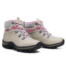 Coturno Feminino Bota Couro Adventure Conforto Cadarço