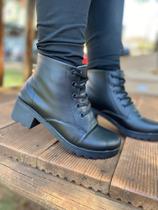 Coturno Feminino Bota Feminina Cano Curto Tratorada