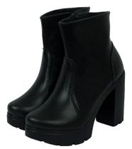 Coturno Feminino Bota Plataforma Detalhe Em Fivela