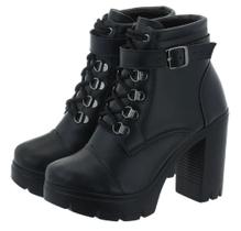 Coturno Feminino Bota Plataforma Detalhe Em Fivela Coturno Feminino Bota Plataforma Detalhe Em Fivela