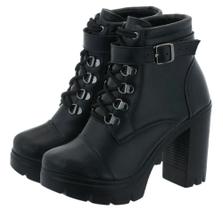 Coturno Feminino Bota Plataforma Detalhe Em Fivela Coturno Feminino Bota Plataforma Detalhe Em Fivela