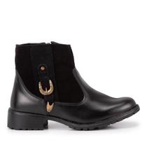 Coturno Feminino Bota Salto Montaria Casual Preto Com Ziper