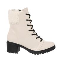 Coturno Feminino Botinha Cano Curto Com Pelo Salto Tratorado