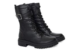 Coturno Feminino Cano Alto Plataforma Bota Tratorado Preta Coturno Feminino Cano Alto Plataforma Bota Tratorado Preta