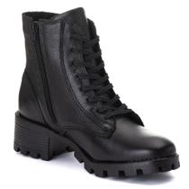 Coturno Feminino Cano Curto Em Couro