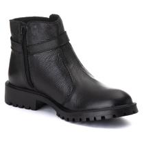 Coturno Feminino Cano Em Couro E Fivela