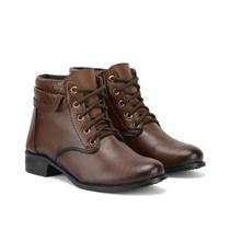 Coturno Feminino Casual Bota Cano Curto Amarração Inverno