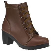 Coturno Feminino Casual Cano Médio Napa Soft Salto Bloco Confortável