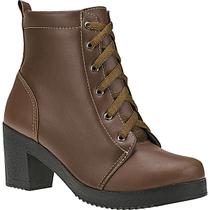 Coturno Feminino Casual Cano Médio Salto Bloco Confortável
