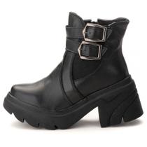 Coturno Feminino Chelsea Com Fivela Em Couro