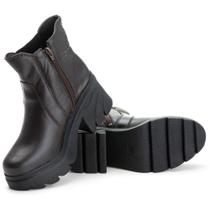 Coturno Feminino Chelsea Com Fivela Em Couro Coturno Feminino Chelsea Com Fivela Em Couro